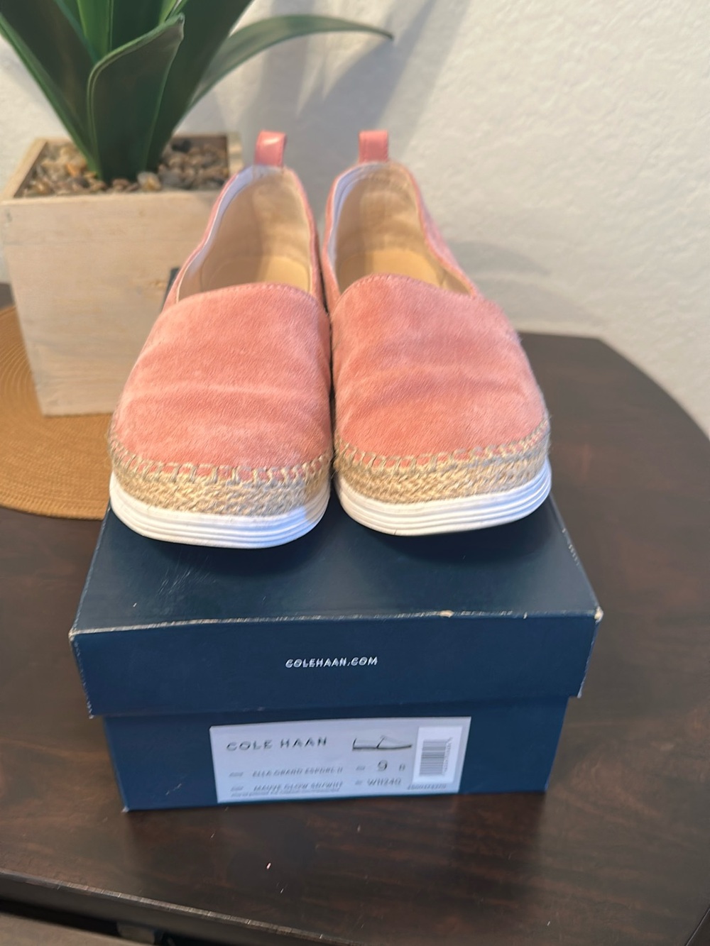 Cole Haan Pink Slip-On Espadrille Sneakers with Jute Trim
